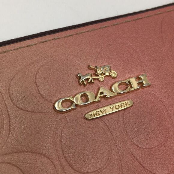 Coach Pink Ombré Signature Leather Accordion Zip Around Long Wallet - Picture 8 of 16